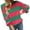 Hot Pink, variant on Women's Sweaters Trendy Long Sleeve Color Block Stripe Knit Pullover Fall Outfits Clothes,Green,M