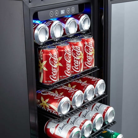 NewAir - 96-Can Built-In Beverage Cooler with Precision Temperature Controls and Adjustable Shelves - Black Stainless Steel