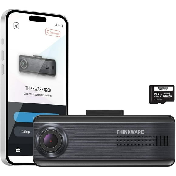 THINKWARE Q200 2K Front Dash Cam Car Dashboard Camera Video Recorder, WiFi App, WDR, Supercapacitor, Support 256GB Max, Parking Monitor, Night Vision