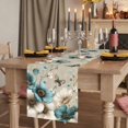 thumbnail image 2 of Teal Tulip Butterfly Table Runner 120 Inches Long,Beige Turquoise Floral Vintage Rustic Cotton Linen Table Runners Dresser Scarves,Fabric Tabletop Scarf Furniture Cover for Home Dinner Party 13"x120", 2 of 9