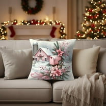 Neoyler Christmas Pillow Cover Christmas Decorations Soft Breathable Cotton Fabric Hidden Zipper Machine Washable Cozy Festive Throw Accent for Sofa Living Room Bedroom Pink 17.7x17.7in