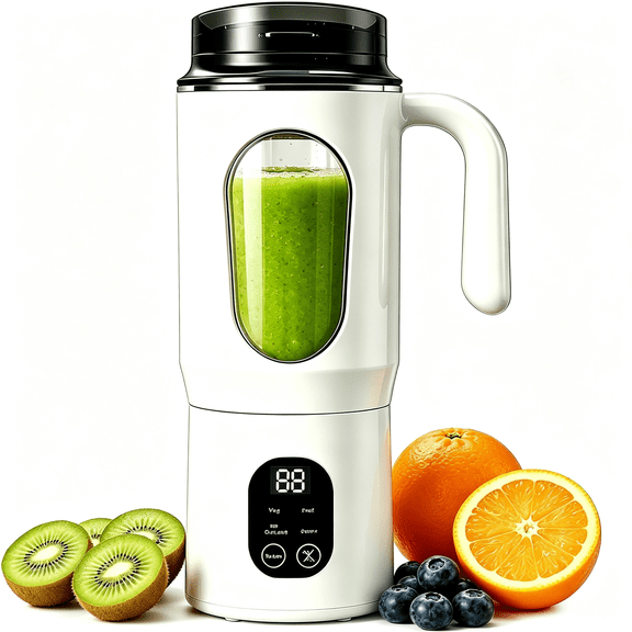 CURYMAY Portable Blender,580Ml Blenders for Smoothies with Led Display|12-Blade Usb-C Rechargeable Blenders with Handle&Extra Lid,Travel Blender for Kitchen,Office,Outdoor,Gym Or Sports