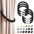thumbnail image 1 of 6 Pack Strong Magnetic Curtain Tiebacks Modern Simple Style Drape Tie Backs Convenient Decorative Weave Rope Curtain Holdbacks for Thin or Thick Home & Office Window Draperies (Black), 1 of 5