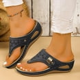 thumbnail image 2 of Women's Summer Bohemian Sandals Wide Width Low Wedge Platform Non-Slip Casual, 2 of 5