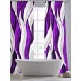 thumbnail image 6 of Purple White Moire Semi Sheer Curtains 84 Inch Length 2 Panels Set, Modern Abstract Art Sheer Kitchen Curtain Privacy Voile Window Curtain for Living Room Bedroom Rod Pocket Drapes, 6 of 7