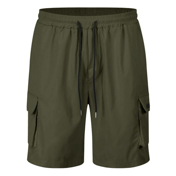 Bcfgryg Drawstring Belted Pocket Cargo Shorts For Men Athletic Shorts Men Army Green L