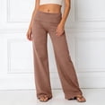 thumbnail image 2 of Womens Pants Summer Lightweight Low Waist Flared Jeans Casual Sports Solid Coffee M, 2 of 5
