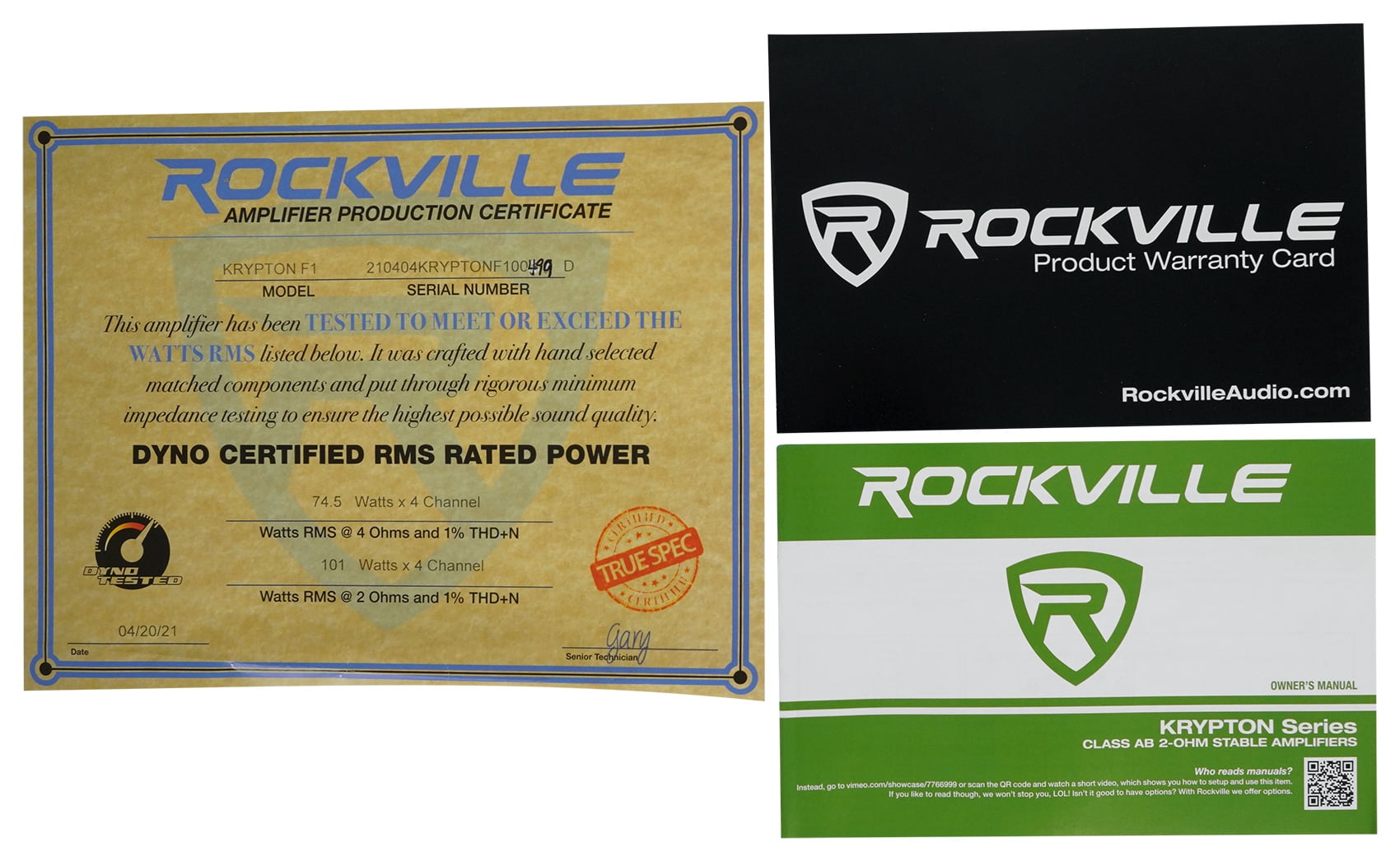 Rockville Krypton F1 1600w Peak 400w RMS Channel Amplifier Car Audio Amp 
