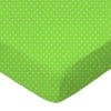 SheetWorld Fitted 100% Cotton Percale Play Yard Sheet Fits BabyBjorn Travel Crib Light 24 x 42, Primary Pindots Green Woven