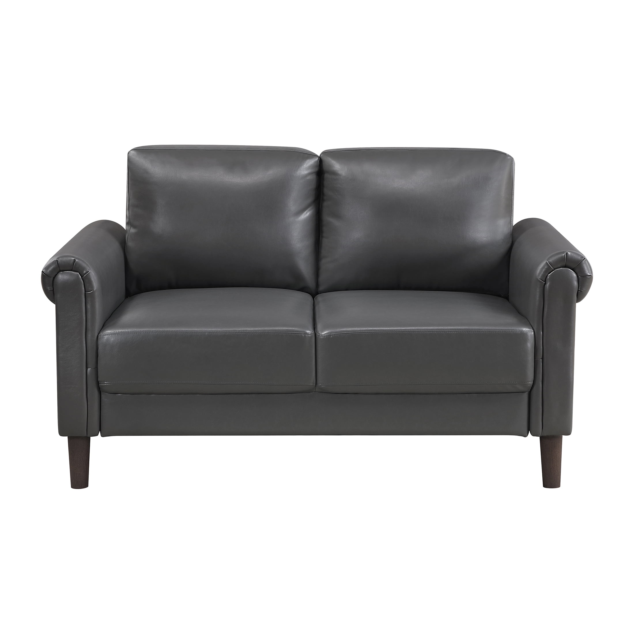 OakvillePark Marlinth Faux Leather Loveseat, Dark Gray