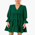 thumbnail image 4 of PENGXIANG Femmes une Ligne Mini Robe Décontractée Manches Longues Ample Ajustement V Robe de Cou, 4 of 9