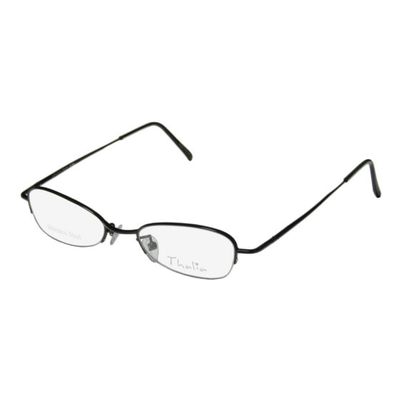 New Thalia Alba Womens/Ladies Cat Eye Half-Rim Black Stainless Steel Elegant Cat Eye Frame Demo Lenses 46-18-130 Flexible Hinges Eyeglasses/Eye Glasses