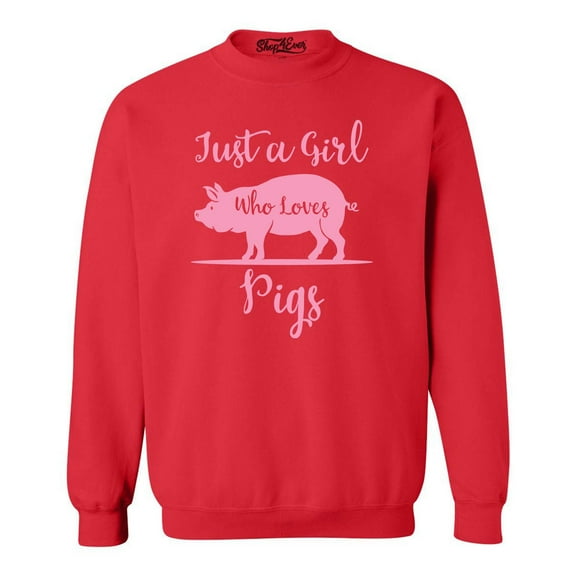 Shop4Ever Men's Just A Girl Who Loves Pigs Crewneck Sweatshirt XX-Large Red
