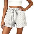 thumbnail image 2 of Only Moment Polka Dot Shorts Boho Summer Shorts Soft High Waist Shorts for Home,Summer with Pockets, Travel and Beach Vacation Beige,XL, 2 of 6