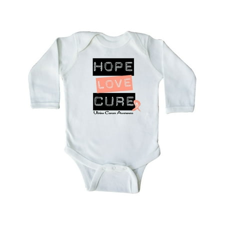 

Inktastic Uterine Cancer Hope Love Cure Gift Baby Boy or Baby Girl Long Sleeve Bodysuit