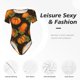 thumbnail image 4 of Fotbe Orange Pumpkin Body de Mujer con Cuello Redondo y Mangas Cortas, Sin Mangas Ajustado, Suave, Cómodo y Básico-Large, 4 of 7