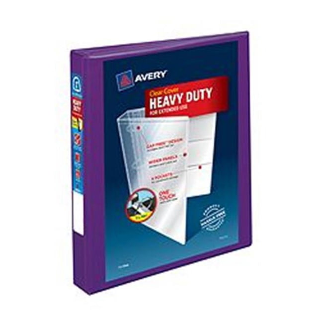 Avery-Dennison 79771 Heavy-Duty View Binder with Locking EZD Rings, Purple - 1 in.