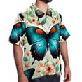 thumbnail image 2 of Flower Butterfly Men's Short Sleeve Beach Shirts, Casual Poplin Button Down Shirt, Summer Casual Printed Unisex Shirts, 2 of 6