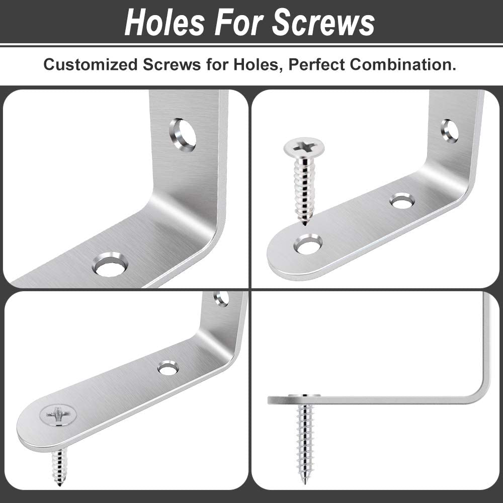 LuckIn Stainless Steel L Brackets, 2" x 2", 20-Pack photo 5