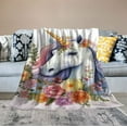 thumbnail image 2 of ARISTURING  Peony Rose Leaves Throw Blanket Watercolor Colorful Bouquet Flowers Cute Rainbow Unicorn Large Blanket Cozy, Warm and Lightweight Living Room/Bedroom All Season, 2 of 6