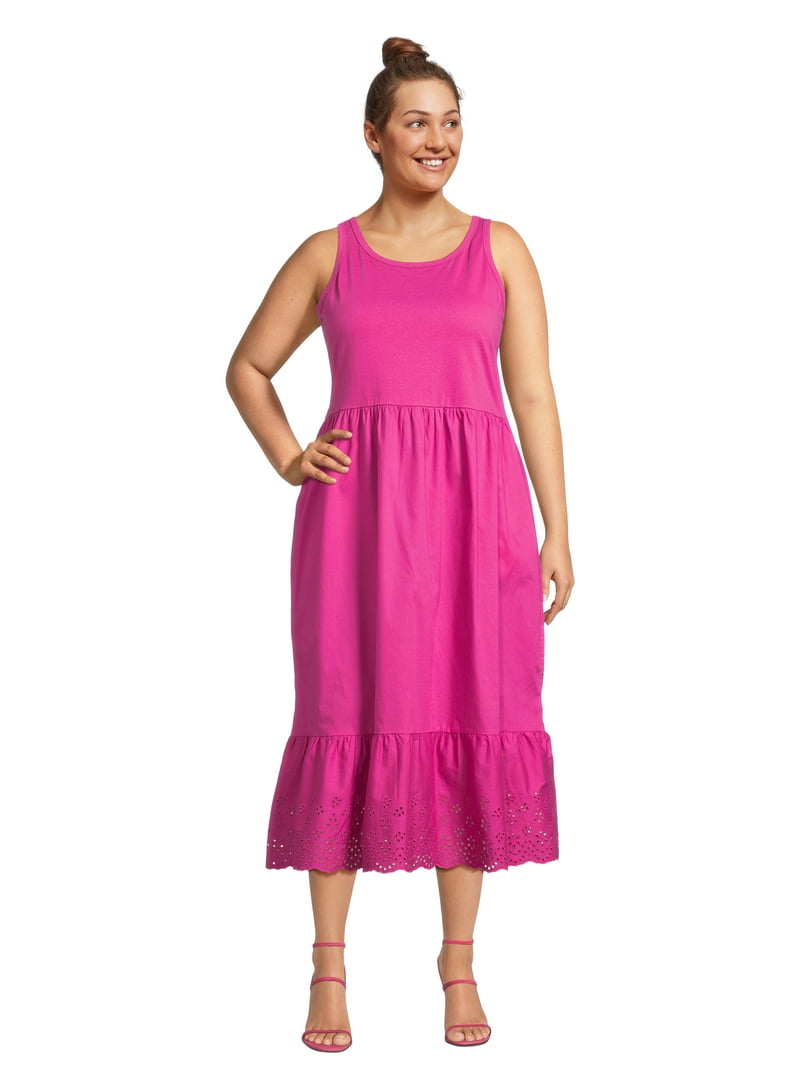 TOUJOURS　Pocket big tank dress サイズ1 Terra & Sky Women's Plus Size Cotton Pocket T-Shirt Dress