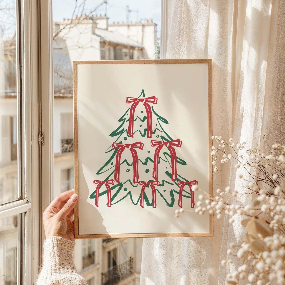 Christmas Tree Print Whimsical Christmas Decor Cute Holiday Wall Art Trendy Christmas Art Print Christmas Wall Art