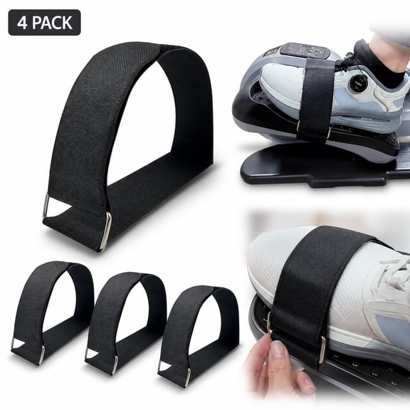 4 Pack Pedal Straps for Under Desk Elliptical, Peddler Exercise Machine Foot Straps, Adjustable Foot Holder for Leg Exercise, Fitness Home Sports Accessories for Seniors & Adults