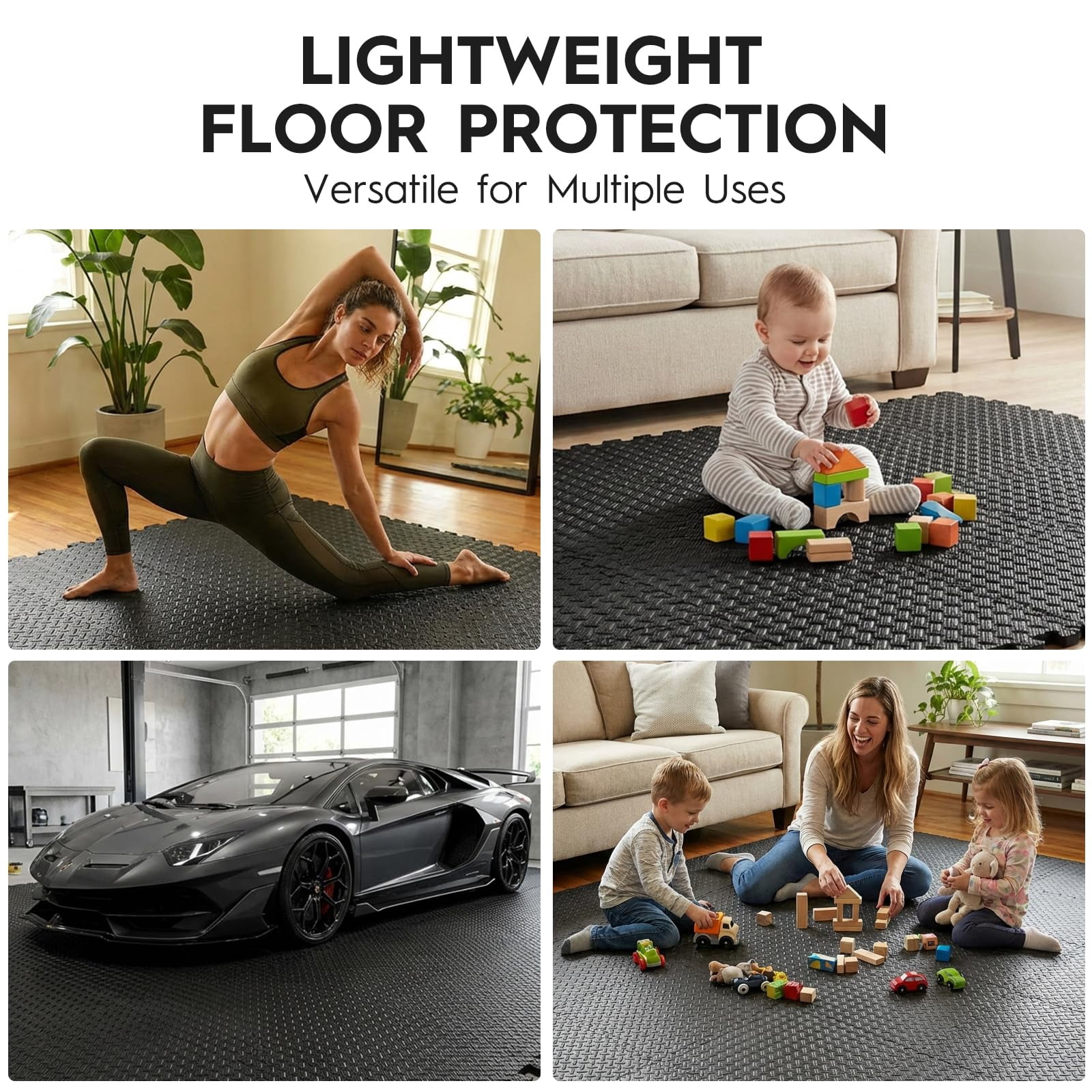 18 Tiles Puzzle Exercise Mat, EVA Interlocking Foam Floor Tiles, Non-Slip, Protective, Water-Resistant Flooring for Home Gym & Workout Equipment, 12.6" x 12.6" x 0.4", 18 Sq Ft