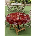 thumbnail image 3 of Outdoor Tablecloth with Umbrella Hole and Zipper, Christmas Red Round Table Cloth 60 Inch Waterproof Tablecloth, Xmas Winter Snowflakes New Year Holiday Picnic Table Cover for Patio Camping, 3 of 7