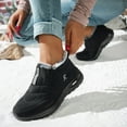 thumbnail image 3 of Womens Snow Boots Casual Furry Lined Slip on Booties Platform Loafers Antislip Winter Outdoor Walking Shoes Black Size 8, 3 of 6
