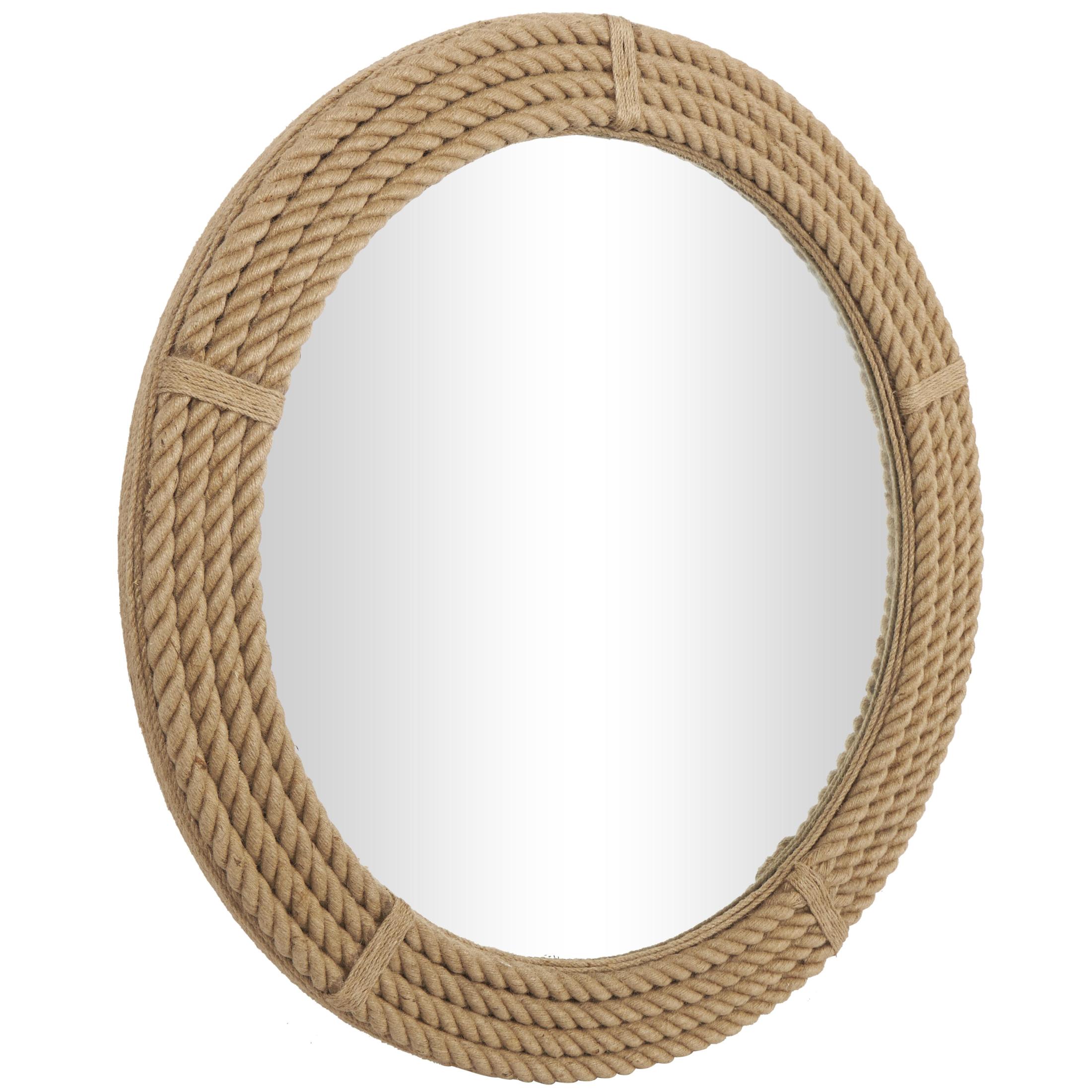 DecMode 40" x 40" Brown Rope Wall Mirror
