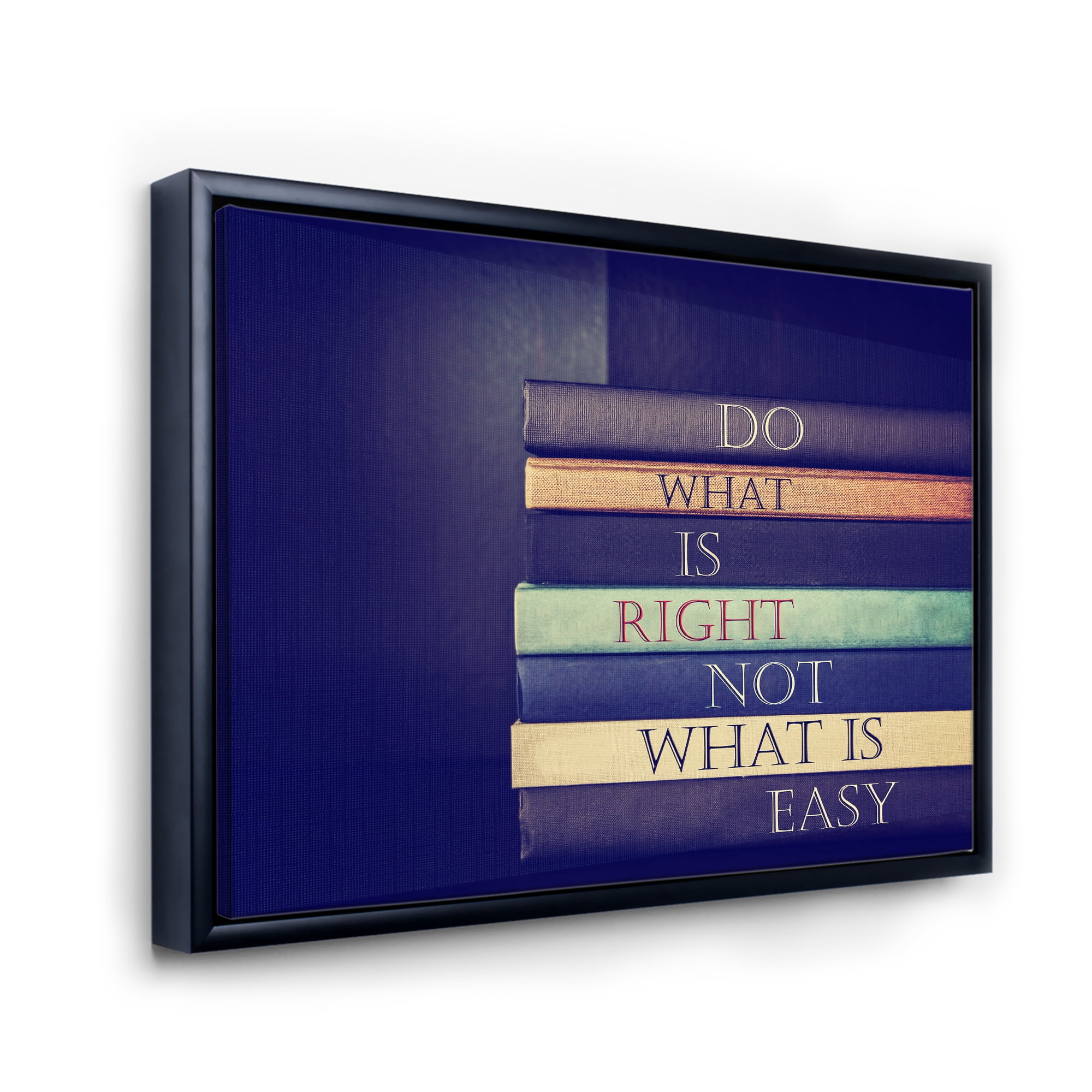 Designart 'Do What Is Right Not What Is Easy On Books' Traditional Framed Canvas Wall Art Print