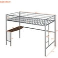 thumbnail image 2 of Metal Twin Size Loft Bed with Desk, Heavy Duty Bedframe with Ladder and Safety Guardrail, Space-Saving, Noise Free, No Box Spring Needed, 2 of 8