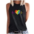 thumbnail image 1 of lcziwo Camisoles Habillées pour Femmes 2024, Débardeurs pour Femmes Été T-Shirts Graphiques à Imprimé Cœur Col Ras du Cou Sans Manches Décontractés Amples Tuniques Blouses, Noir, m, 1 of 6