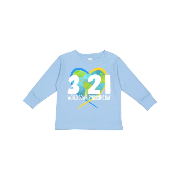 Inktastic 3 21 World Down Syndrome Day with Heart Shaped Earth Boys or Girls Long Sleeve Toddler T-Shirt