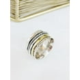 thumbnail image 3 of Sterling Silver 925 Spinner Ring for Women – Handmade Two-Tone Fidget Ring, Anxiety Relief Meditation Band, Hammered Silver & Gold Statement Ring, Unique Gift for Wife, 3 of 4