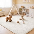 thumbnail image 3 of Lanbertent 5ft x 8ft Shag Area Rug, Soft Fluffy Area Rugs for Living Room Bedroom Plush Pile Carpets, Cream White, 3 of 8