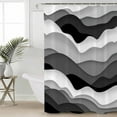 thumbnail image 4 of Shower Curtain Bathroom Set Gradient Grey Black Ocean Wave Waterproof Fabric Shower Curtains with Grommets&Hooks Summer Abstract Lines Privacy Bath Curtain for Bathtub 36x72in, 4 of 7