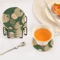 thumbnail image 3 of Yayeee 6 PCS Drink Coasters with Holder Set Woven Absorbent Round Tabletop Hot Pad, Beige Abstract, 3 of 7