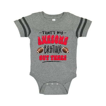 

Inktastic That s My Awesome Brother Out There with Footballs Gift Baby Boy or Baby Girl Bodysuit