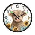 thumbnail image 2 of Voice Activated Clock with Glow Light 12 Inch Large Silent Wall Clock Battery Operated for Home Decor Sunflowers and Highland Cow, 2 of 8