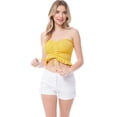 thumbnail image 3 of MixMatchy Women's Sexy Frill Knot Front Knit Strapless / Strap Tube Crop Top, 3 of 6