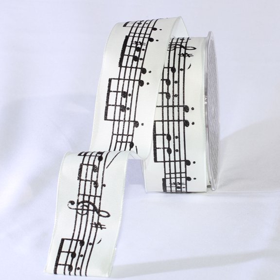 The Ribbon People Ivory Music Note Print Wired Craft Ribbon 1.5" x 44 Yards