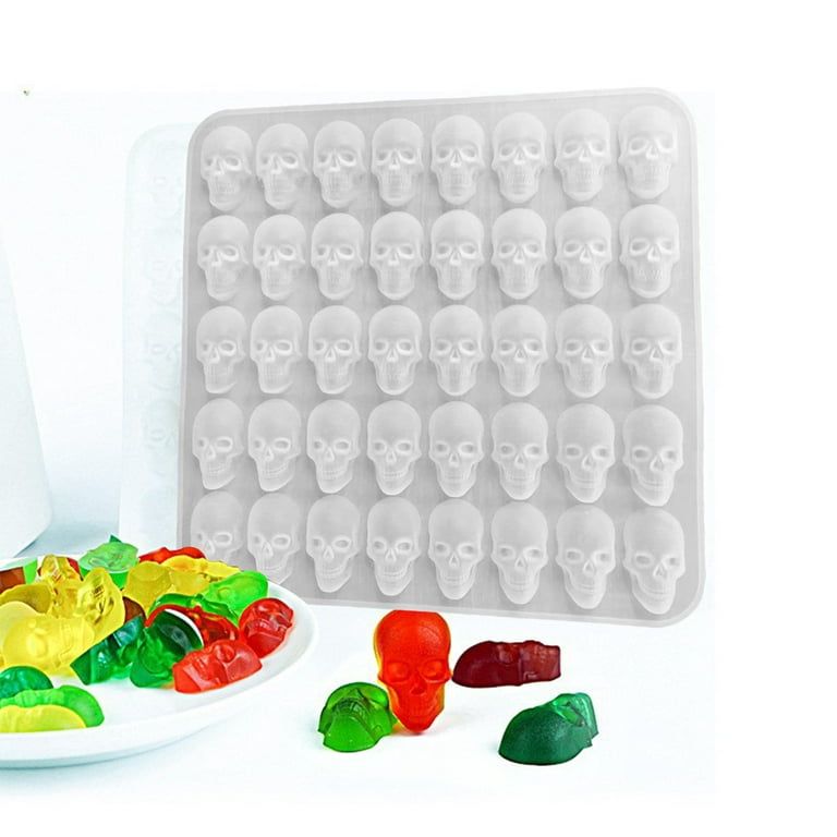 Juome Gummy Skull Silicone Candy Molds, 2 Pack Mini Skull Gummie Chocolate  Molds with Dropper for Halloween Gummies, Candies, Jello, Chocolate