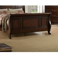 thumbnail image 3 of Antique Sleigh Bed Bedroom Cherry Veneer Wooden 1pc Queen Size Bed HB FB Rails MDF Pine Formal Bedframe, 3 of 5