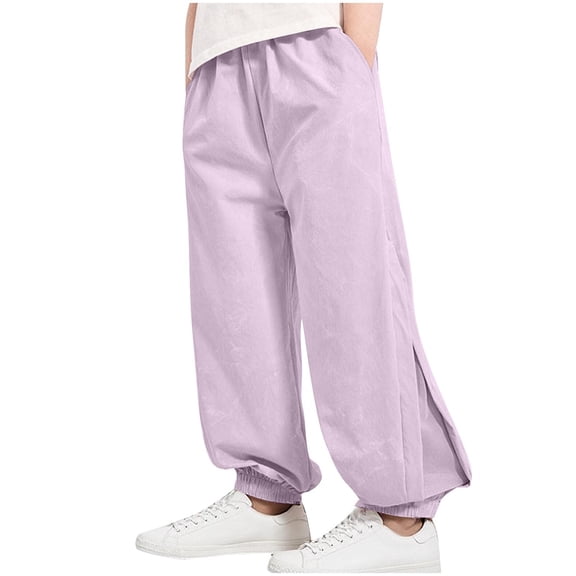 Lenpel Children's Summer Pants Toddler Boys Girls Summer Casual Elastic Waist Side Mesh Lantern Loose Trousers Baggy Joggers with Pockets