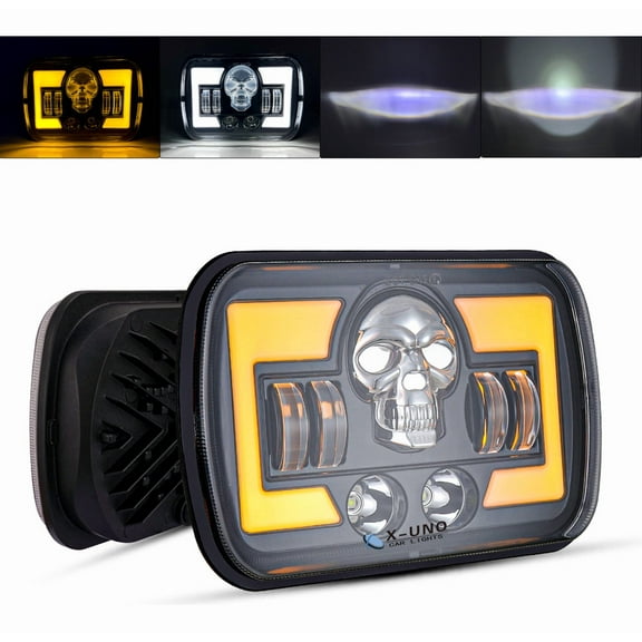 Applies to 6x7'' Headlights Lights Skull Angel Eyes Rectangular Sealed