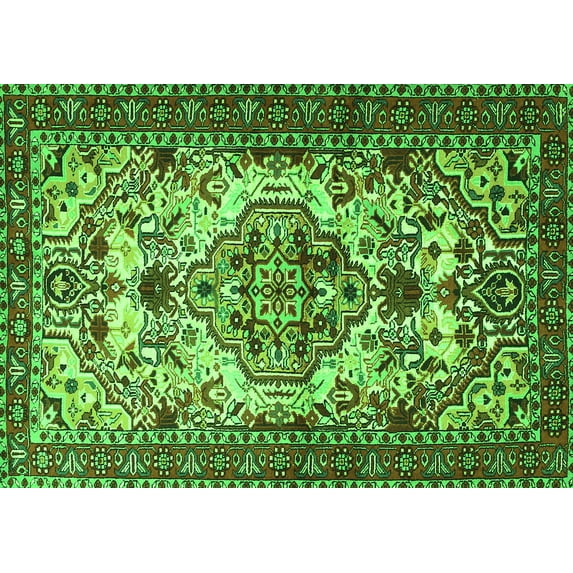 Ahgly Company Indoor Rectangle Persian Green Traditional Area Rugs, 7' x 10'
