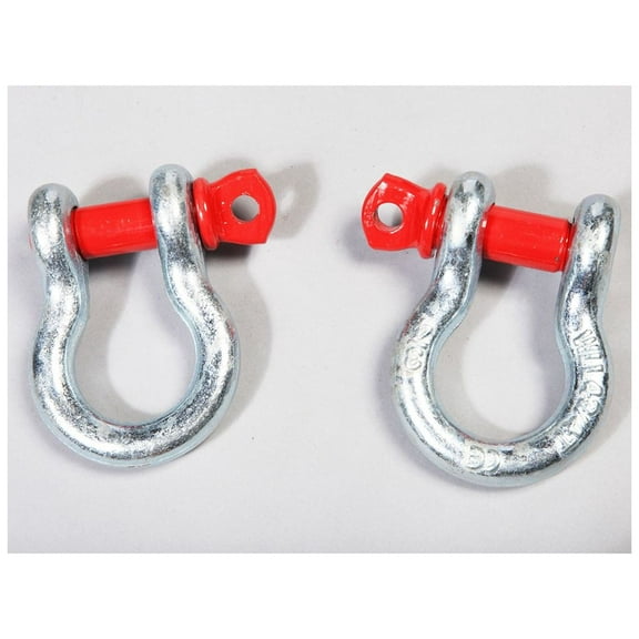 Rugged Ridge by RealTruck D-Ring Shackle Kit | 3/4", Silver with Red pin, Steel, Pair | 11235.01