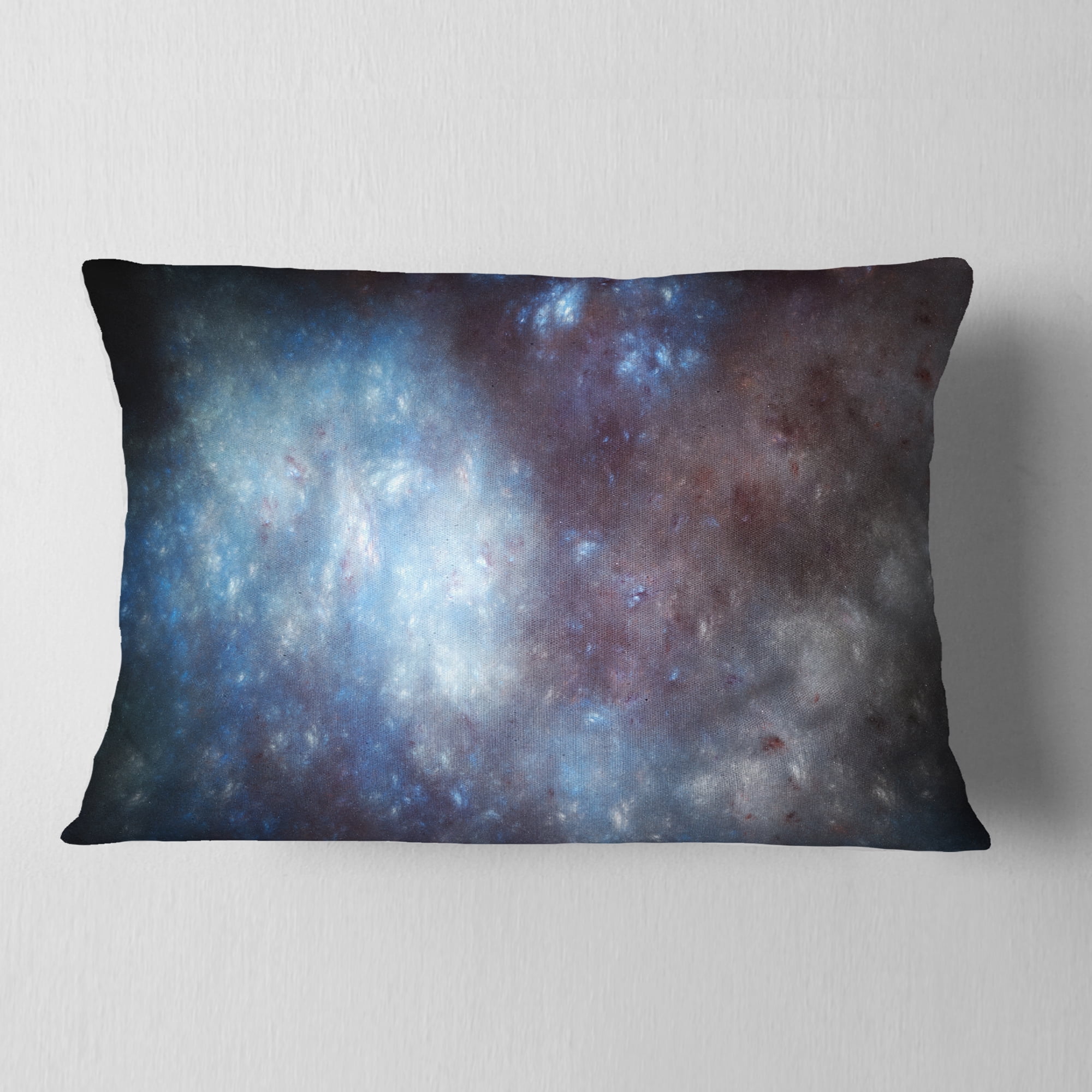 Designart Blue Grey Starry Fractal Sky - Abstract Throw Pillow - 12x20